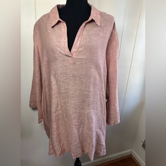 Sigred Olsen 100% Linen Pink Top Women’s Size 3X - Picture 5 of 13